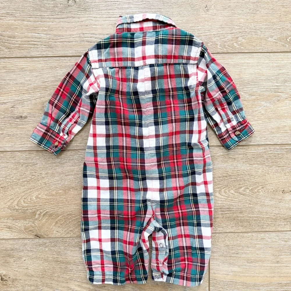 Ralph Lauren‎ boys' multicolor plaid button-down coverall Outfit 3-6M Preppy